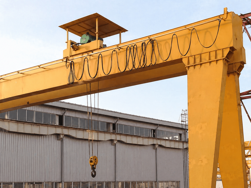 Image Alt: Semi Gantry Crane for indoor workshop material handling