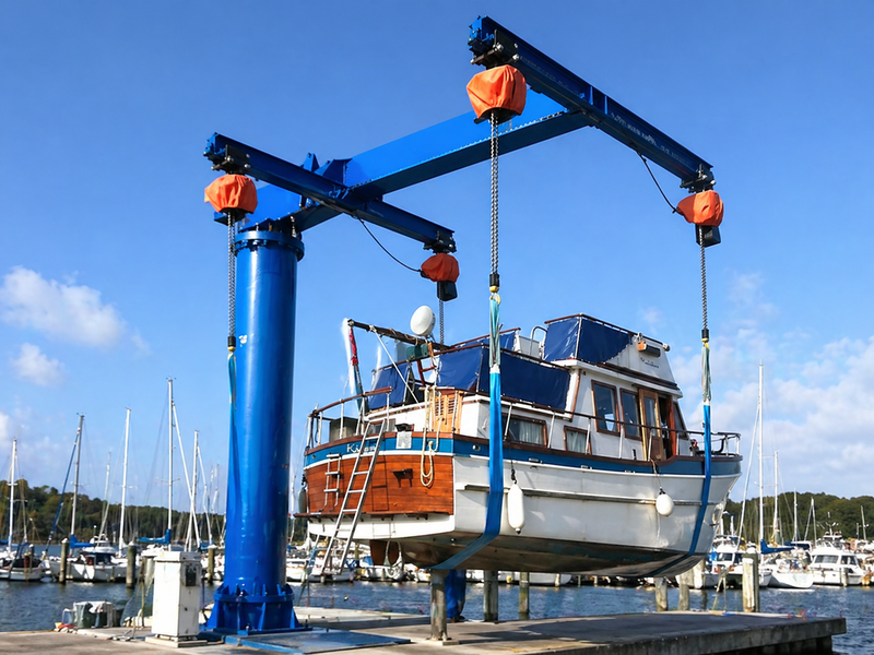 Image Alt: Boat Jib Crane for yacht lifting and dock handling