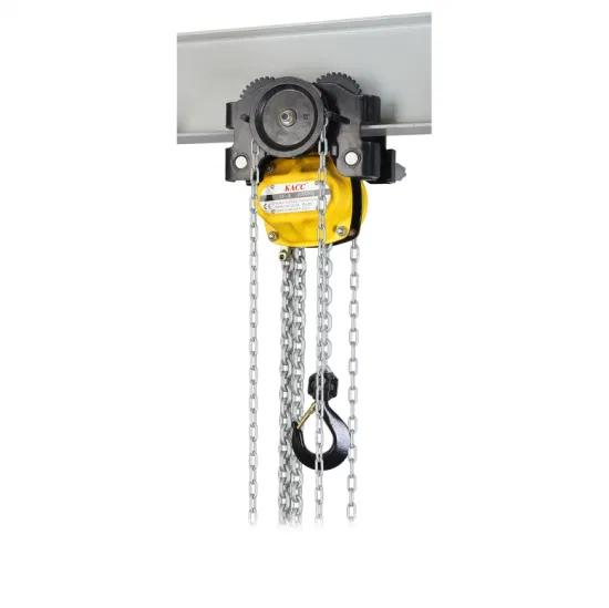Manual chain hoist with geared trolley for a single girder crane