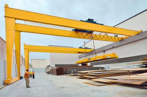 Henan Mine double girder semi-gantry crane in a steel yard