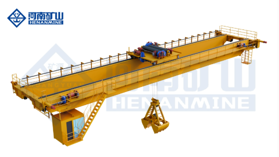 Double-girder grab overhead crane structure