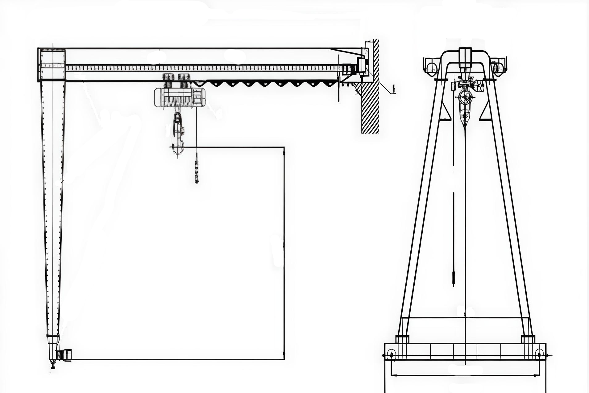 Semi-gantry crane technical drawing